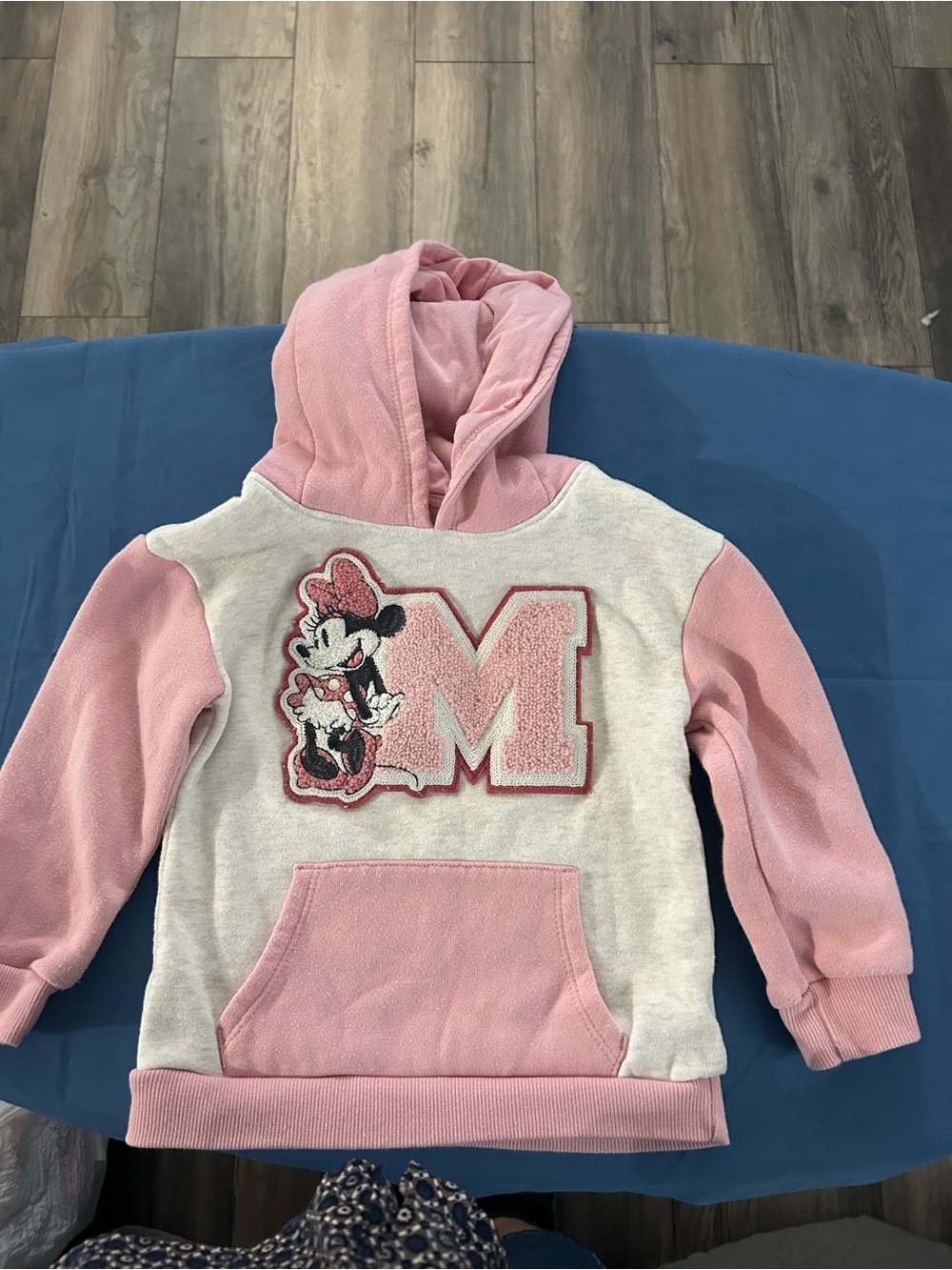 Disney Pink and Cream Minnie 'M' Hooded Sweatshirt